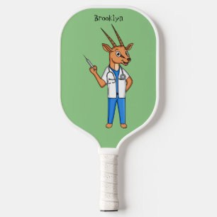 Cute Gemsbok antelope doctor cartoon Pickleball Paddle