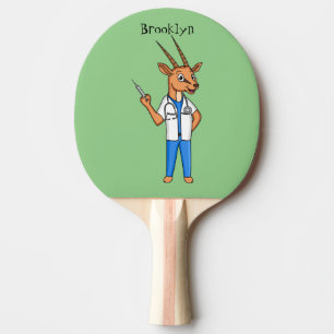 Cute Gemsbok antelope doctor cartoon Ping Pong Paddle