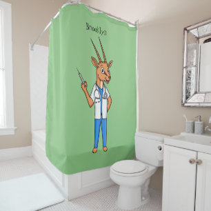 Cute Gemsbok antelope doctor cartoon Shower Curtain