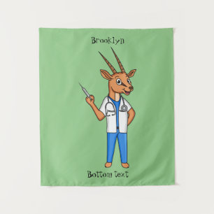 Cute Gemsbok antelope doctor cartoon Tapestry