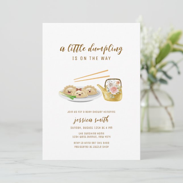Cute Gender Neutral Asian Dumpling Baby Shower  Invitation (Standing Front)