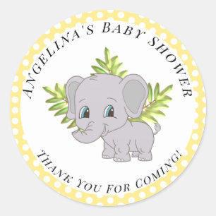 Cute Gender Neutral Baby Shower Thank You Elephant Classic Round Sticker