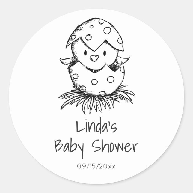 Cute Gender Neutral Bird Baby Shower Classic Round Sticker (Front)