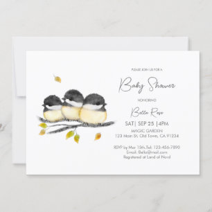 Cute Gender Neutral Chickadees Baby Shower  Invitation
