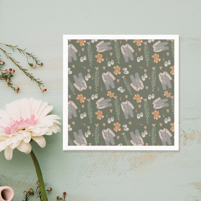 Cute gender neutral clothes boho baby shower napkin (Cute gender neutral clothes boho baby shower napkins)