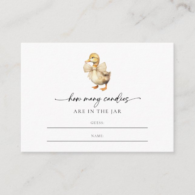 Cute Gender Neutral Duck Candies Baby Shower Enclosure Card (Front)