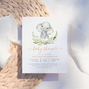 Cute Gender Neutral Elephant Baby Shower Invitation Postcard