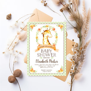 Cute Gender Neutral Giraffe Baby Shower Invitation