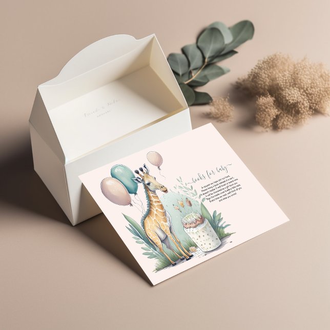 Cute Gender Neutral Giraffe Books for baby Invitation (Creator Uploaded)