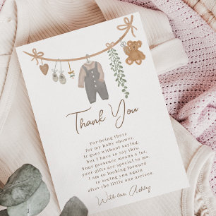 Cute gender neutral line boho baby shower thank you card