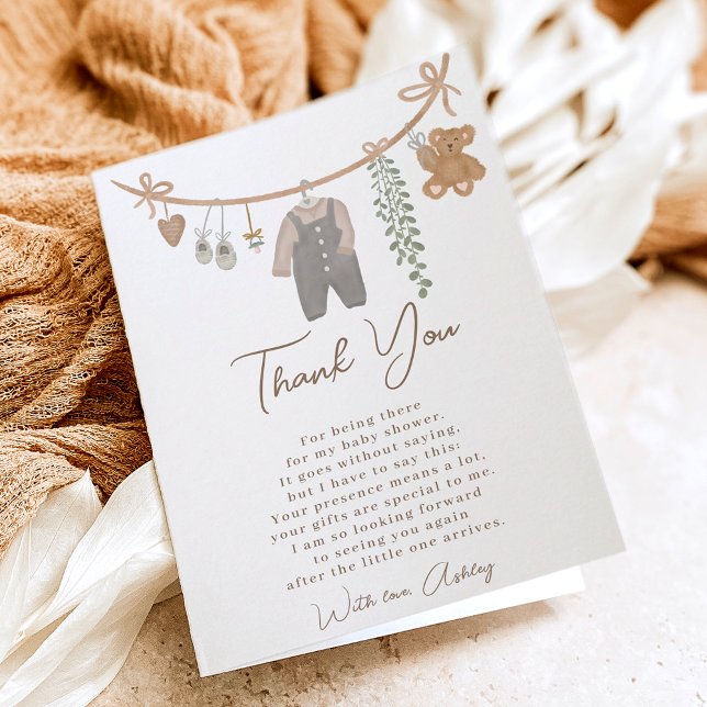 Cute gender neutral line boho baby shower  thank you card (Cute gender neutral line boho baby shower thank you card)