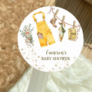 Cute Gender Neutral Little Fisherman Baby Shower Classic Round Sticker