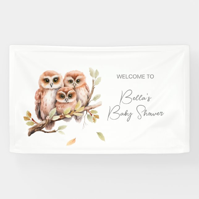 Cute Gender Neutral Owl Baby Shower  Banner (Horizontal)