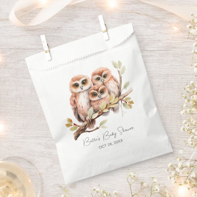 Cute Gender Neutral Owl Baby Shower  Favour Bag (Clipped)
