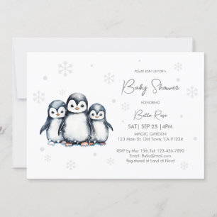 Cute Gender Neutral Penguin Baby Shower  Invitation