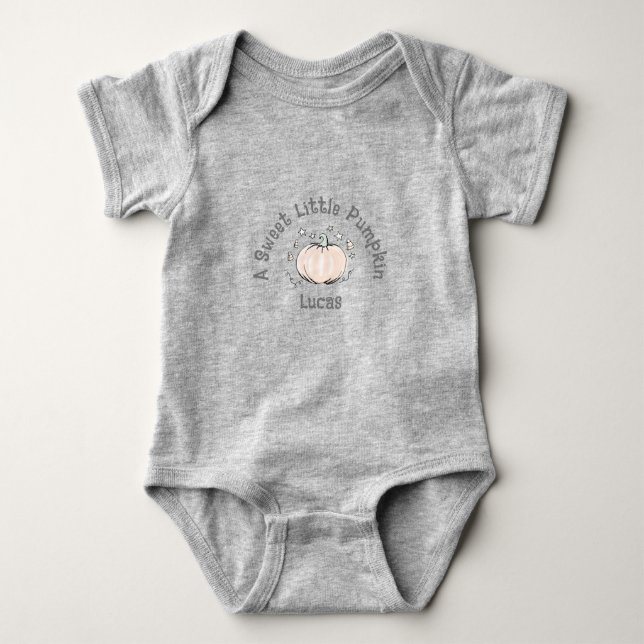 Cute Gender Neutral Sweet Little Pumpkin Baby Bodysuit (Front)