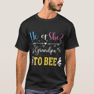 Cute gender reveal Grandpa bee word art  T-Shirt