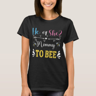 Cute gender reveal Mummy bee word art T-Shirt