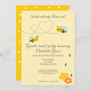 Cute Gender Reveal What Will Baby Bee Baby Shower Invitation