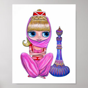 Cute Genie Girl Doll in Pink Magic Bottle Poster