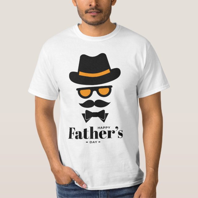 Cute Gentleman Face with Hat, sunglass, Moustaches T-Shirt (Front)