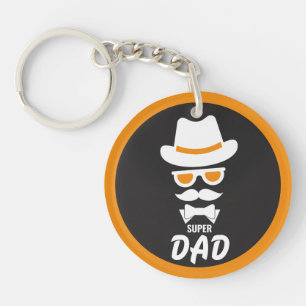 Cute Gentleman Face With Moustaches, Hat, sunglass Key Ring