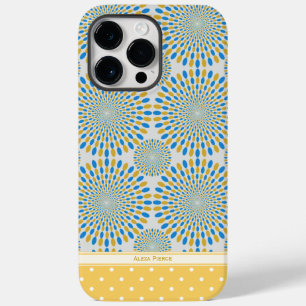 Cute Geometric Abstract Blue & Yellow Personalised Case-Mate iPhone 14 Pro Max Case