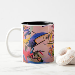 Cute Geometric Abstract  Bright Blue Pink Red Blue Two-Tone Coffee Mug