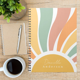 Cute Geometric Aesthetic Colourful Retro Rainbow Notebook