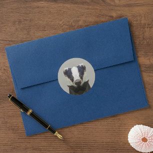 Cute geometric badger classic round sticker