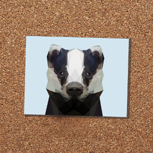 Cute geometric badger postcard