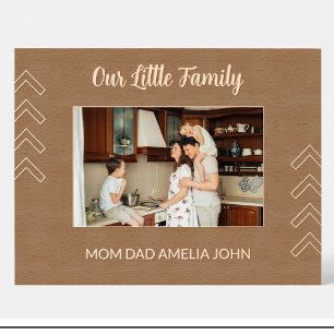 Cute Geometric Family Engraved Wood Frame