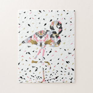 Cute geometric Flamingo abstract design Jigsaw Puzzle