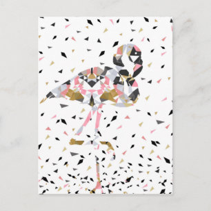 Cute geometric Flamingo abstract design Postcard