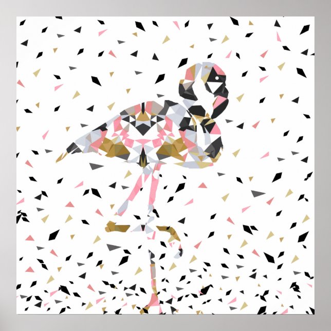 Cute geometric Flamingo abstract design Poster (Front)