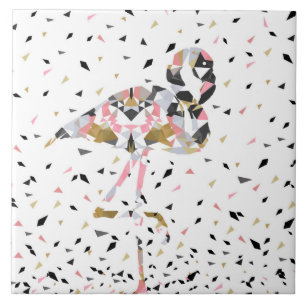 Cute geometric Flamingo abstract design Tile