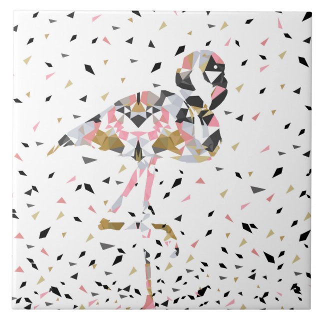 Cute geometric Flamingo abstract design Tile (Front)