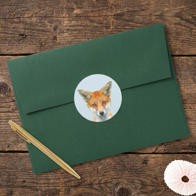 Cute geometric fox classic round sticker (Cute geometric fox classic round sticker.)