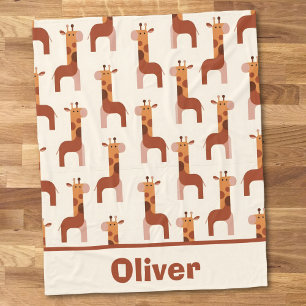 Cute Geometric Giraffe Pattern Fleece Blanket