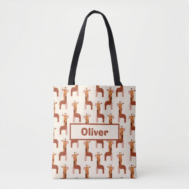 Cute Geometric Giraffe Pattern Tote Bag (Front)