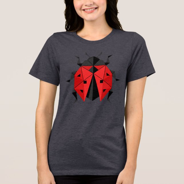 Cute Geometric Origami Ladybug Graphic Tee (Front)