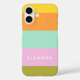 Cute Geometric Pastel Colour Block Personalised  iPhone 16 Case