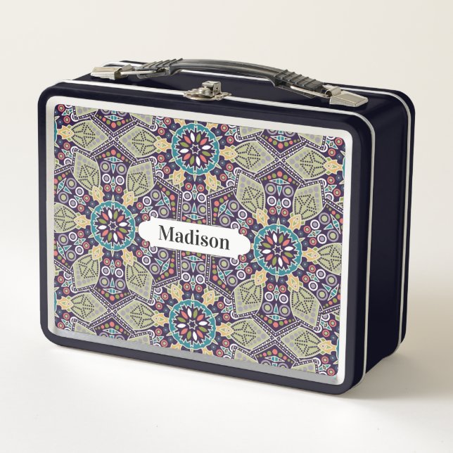 Cute Geometric Pattern custom name lunch boxes (Front)
