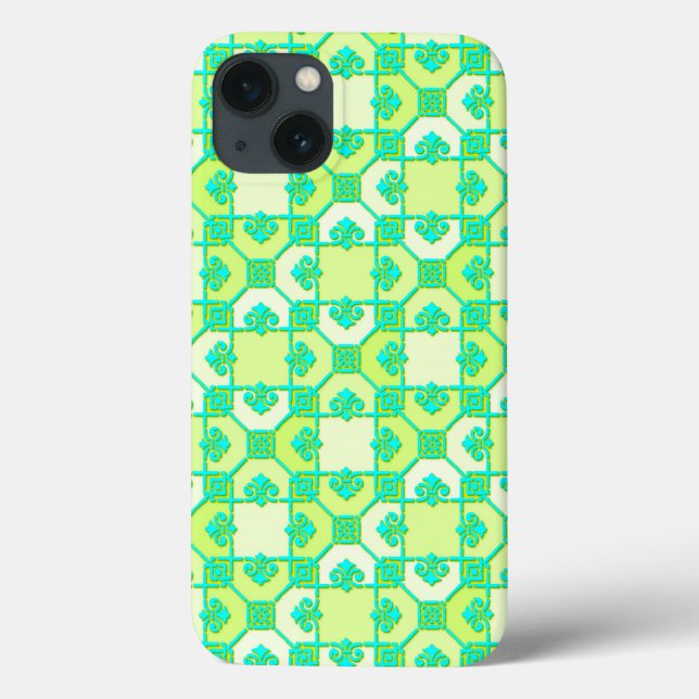 Cute Geometric Pattern in Green and Yellow Case-Mate iPhone Case (Back)