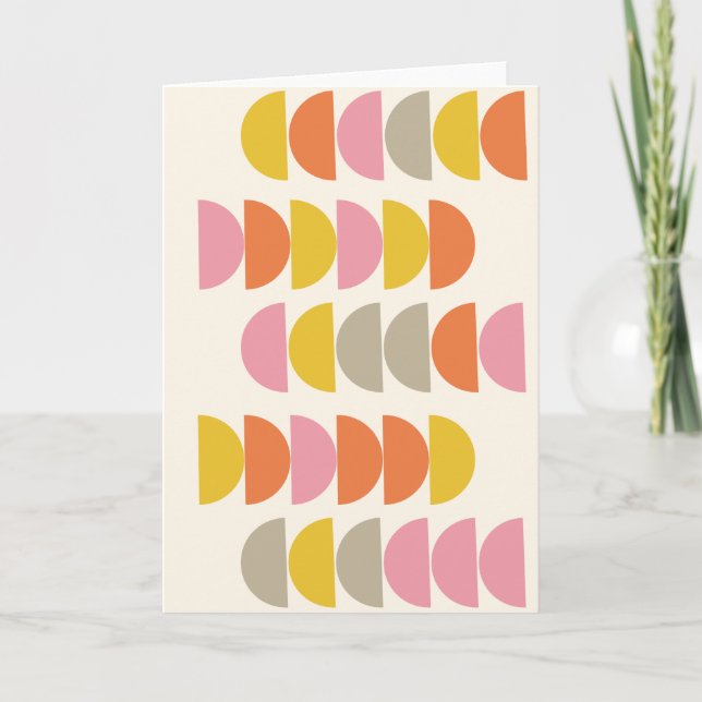 Cute Geometric Pattern in Pink Yellow and Orange Card (Front)