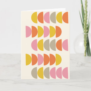 Cute Geometric Pattern in Pink Yellow and Orange Card
