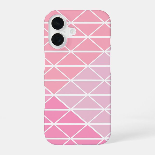 Cute Geometric Pattern of Triangles in Pink iPhone 16 Case (Back)