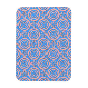 Cute Geometric Pattern Pink Circles over Blue Magnet