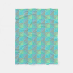 Cute Geometric Pattern Turquoise Green Blue Fleece Blanket