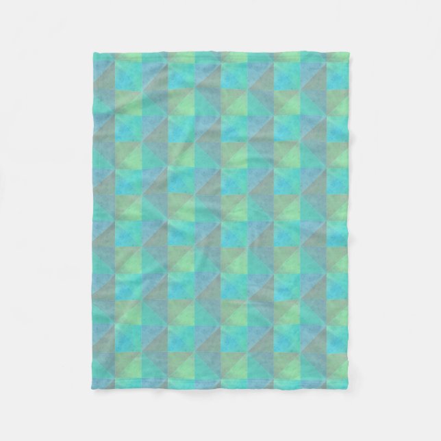 Cute Geometric Pattern Turquoise Green Blue Fleece Blanket (Front)